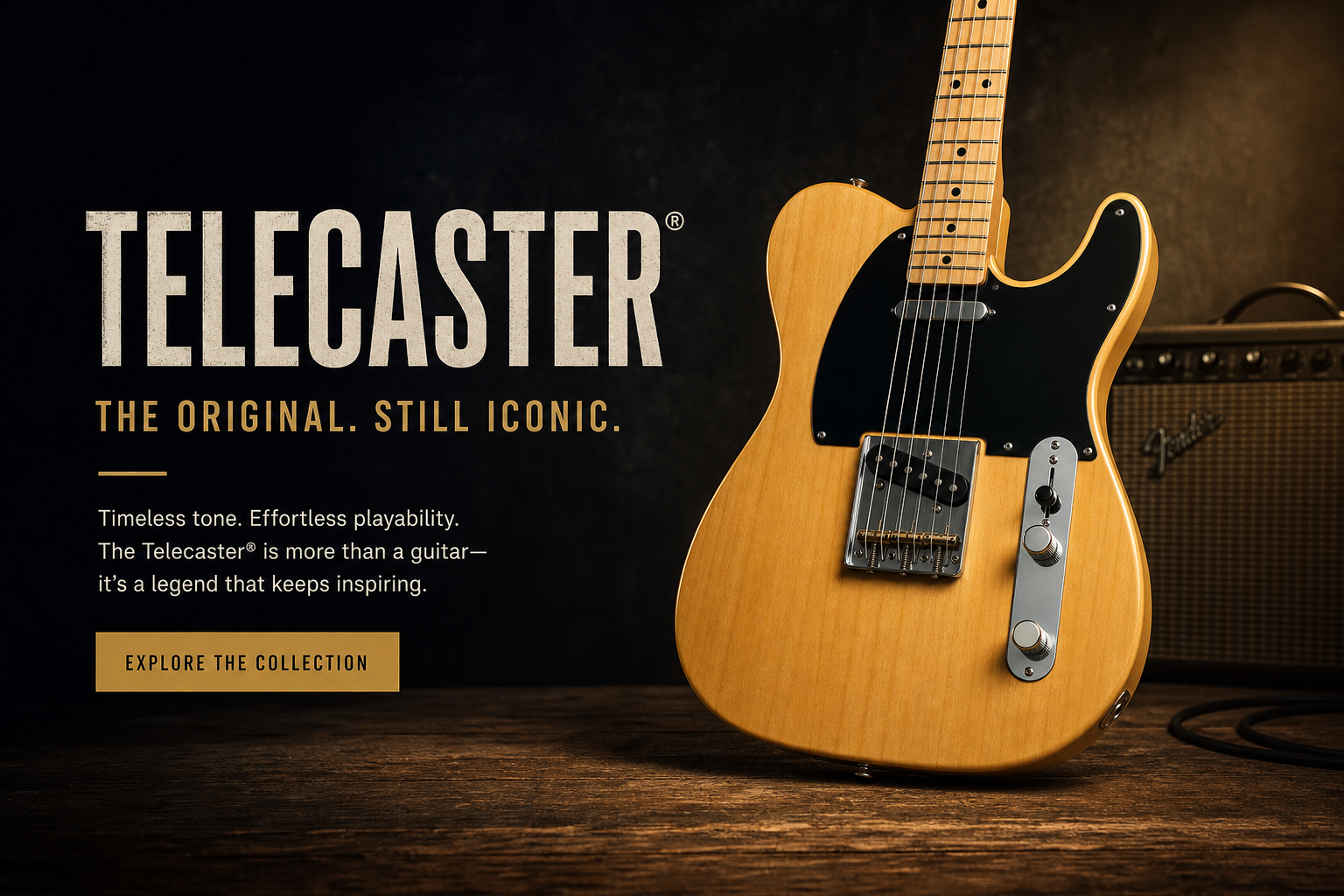 Fojill Telecaster lineup on a studio guitar stand